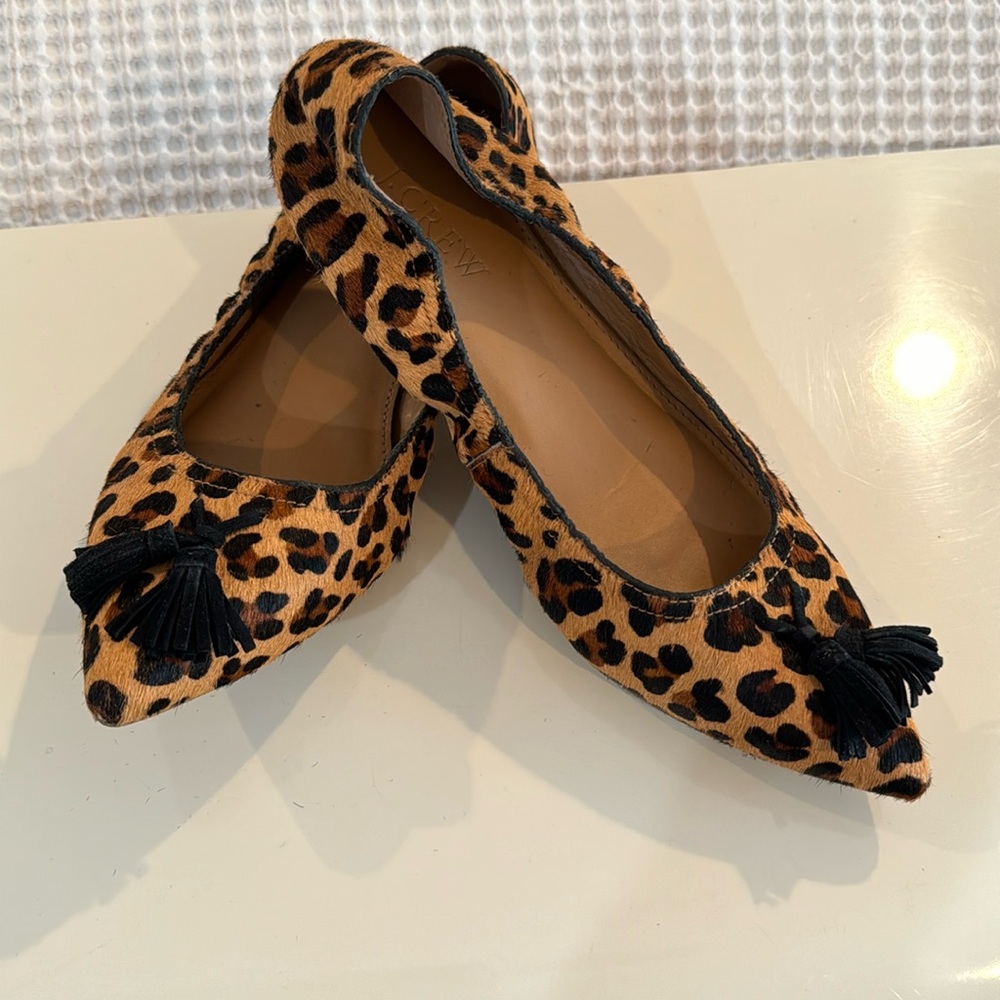 J Crew calf hair animal print flats size 7 amazing condition
